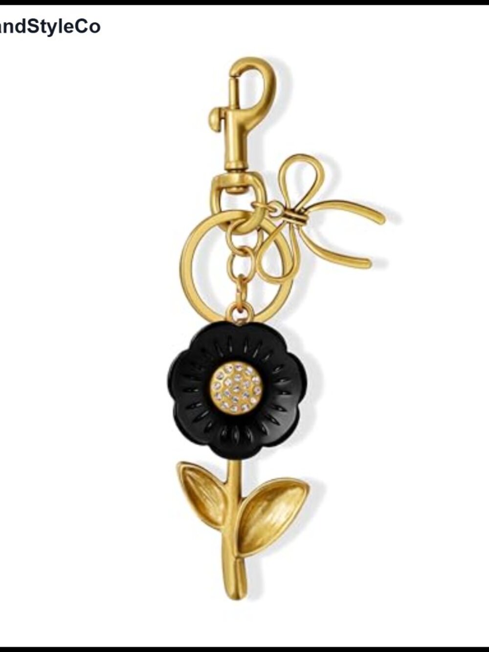 Daisy Bag Charm Resin Flower Keychain with Bow & Rhinestones
